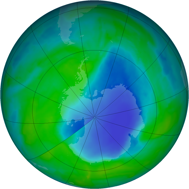 Antarctic ozone map for 06 December 2008